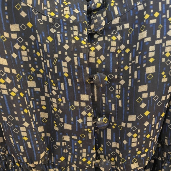 Blue, Yellow, and Beige Geometric Patterned Forever 21 Dress - Picture 3 of 7